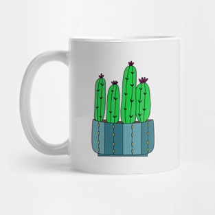 Cute Cactus Design #118: Cacti Group With Magenta Flowers Mug